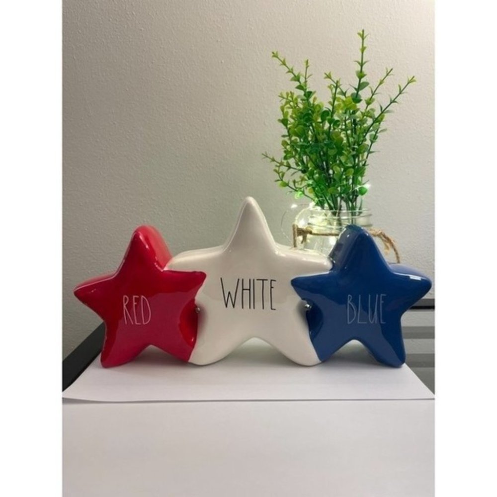 Rae Dunn Red White And Blue Stars Ceramic Decor ~ PATRIOTIC ~ *NWT*